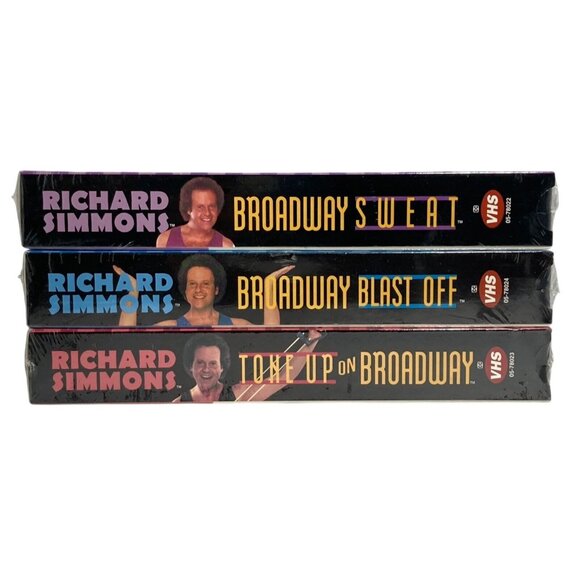 Richard Simmons 3 VHS Sealed Broadway Sweat Blast Off Tone Up Workouts - No Cord - Picture 9 of 14